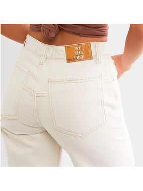 We The Free Tinsley Baggy Straight Leg Mid Rise Ecru